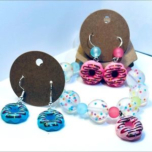 Donut bracelet and earrings bundle! Handmade by me!